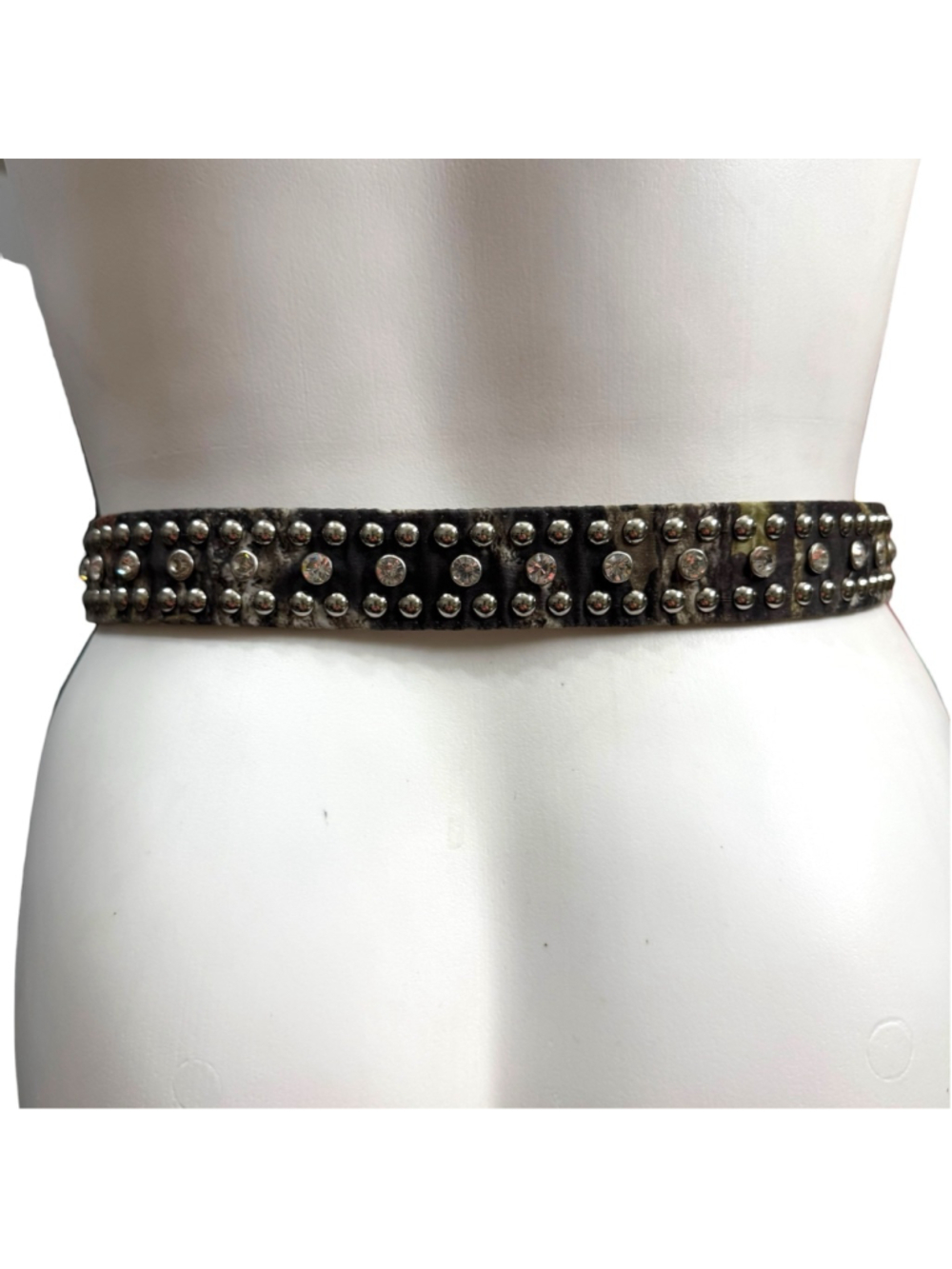 Nocona Western Belt Women’s M Studded Rhinestone Camo Leather Silver Buckle 39.5 - Picture 4 of 6